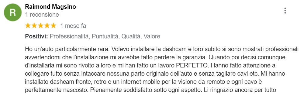 recensione installazione dashcam